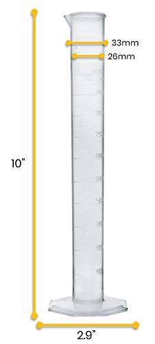 Graduated Cylinder, 100mL - Class A Tolerance - Octagonal Base - TPX Plastic - Industrial Quality, Autoclavable - Eisco Labs - size: 100mL