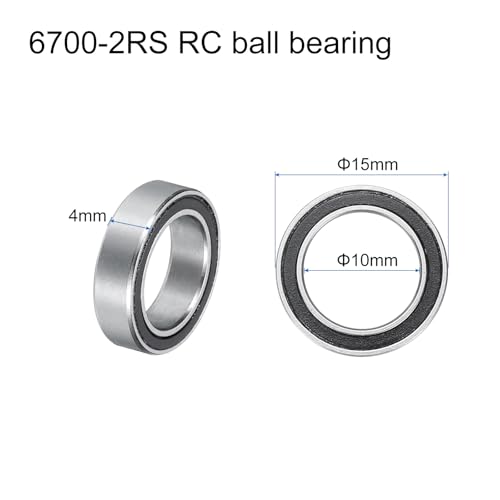 uxcell 20pcs 6700-2RS Miniature Deep Groove Ball Bearings 10x15x4mm Double Sealed Bearings (Black) for Electric Motor, Home Appliances, Machinery, P6 (ABEC 3) - color: Black, size: 6700-2RS