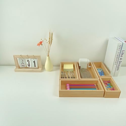 bamboo drawer organizer Set,expandable drawer dividers,wooden storage organizers,drawer organizers for kitchen, bathroom,flatware,Tea Bag Organizer (2 X 5PCS Natural) - color: 2 X 5PCS Natural)