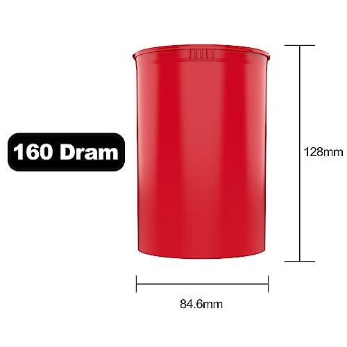 Dragon Chewer 160 Dram CR Plastic Packaging Pop Top Containers - Child Resistant Travel Holder Vial Bottles - 33 qty (Red) - color: Red
