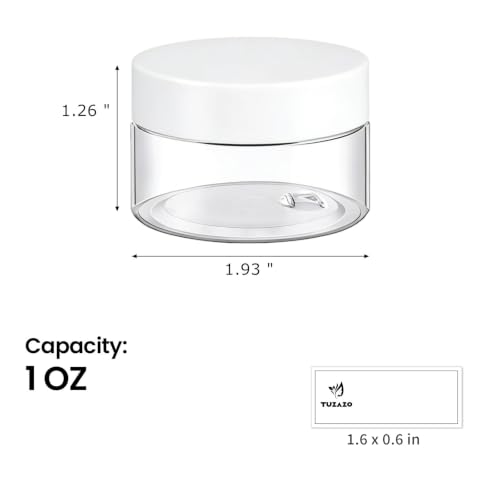 TUZAZO 48 Pack 1 Oz Plastic Containers Small Jars with White Lids - size: 1 Oz
