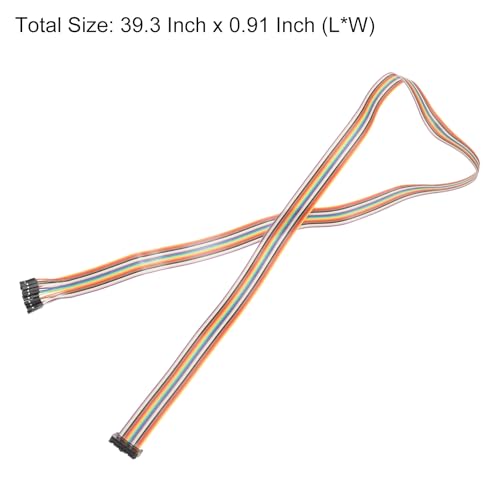 MECCANIXITY 1 Pcs IDC Rainbow Wire Flat Ribbon Cable FC-Female to 18P 39.3 Inch Length 2.54mm Pitch Breadboard Jumper Wires for Electronic Projects - size: 39.3 Inch, style: 18 Pin