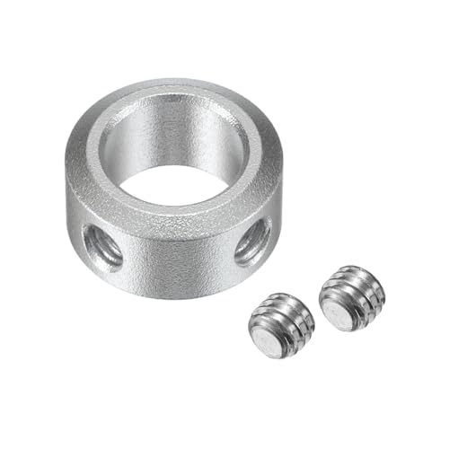 uxcell Set Screw Shaft Collar for 10mm Shaft, 4pcs Clamping Collars 16mm OD, 8mm Thickness, Aluminum Alloy Clamp-On Collar with M4 Set Screws and a Wrench