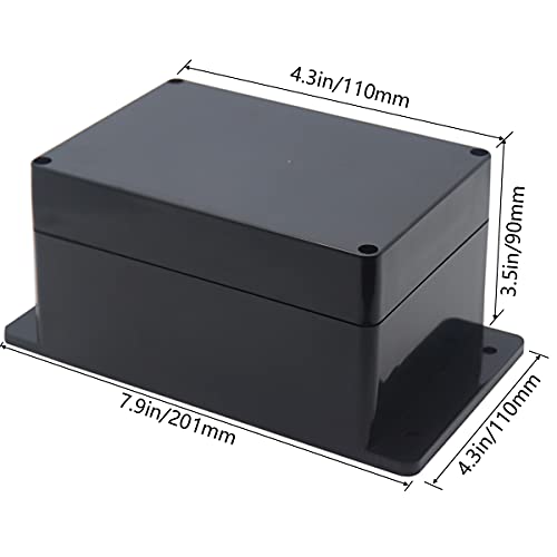 Junction Box, Zulkit Project Box Waterproof Dustproof IP65 ABS Universal Electrical Boxes Enclosure with Fixed Ear Black 6.30 x 4.33 x 3.54 inch (160 x 110 x 90 mm)(Pack of 1) - size: 6.30" x 4.33" x 3.54"(Pack of 1)