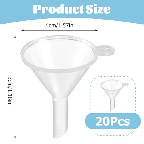20 Pcs Small Funnel Mini Funnel Kitchen Use Funnels Clear Plastic Narrow Neck Plastic Funnels Urn Filling Tool for Lab Bottles Sand Art Perfumes Spices Activities