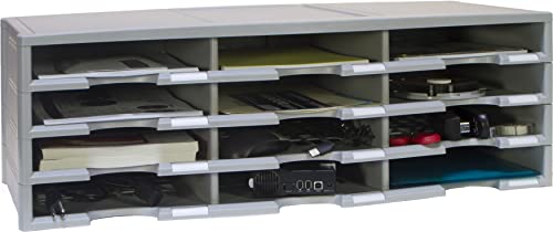 Storex 12-Compartment Literature Organizer/Document Sorter, Grey (61601U01C) - color: Grey, style: 12-Slot