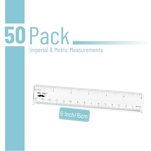 Mr. Pen- Bulk Plastic Rulers, 6 Inch, 50 Pack, Easy-to-Read Markings - color: Clear, size: 50 Pack 6 Inch
