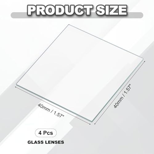 PATIKIL 40x40mm Glass Streak Plate, 4pcs Lab Glass Slides Microscope Glass Slides Optical Optically Clear Glass Slides Smooth Edges High Transparency Transparent Uniform Thickness - size: 40x40mm