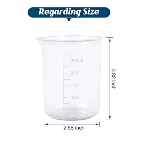 6-Pack Plastic Graduated Lab Beakers, 250ml & 300ml Mixing Measuring Cups, Transparent PP for Science, Kitchen, DIY & Education - size: 250ML/300ML - 6pcs, style: 250 ML/300ML