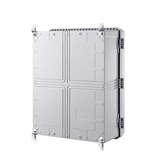 Gratury Junction Box, IP67 Waterproof Plastic Enclosure for Electrical Project, Hinged Grey Cover, Includes Mounting Plate and Wall Bracket - color: Grey, size: 20"×16.1"×7.9"