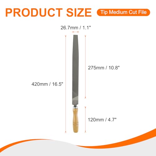 HARFINGTON Tip Medium Cut File 12" Double Cut Teeth High Carbon Steel Hand Rasp File with Wood Handle for Metal Wood Deburring Removing - size: 12", style: Medium
