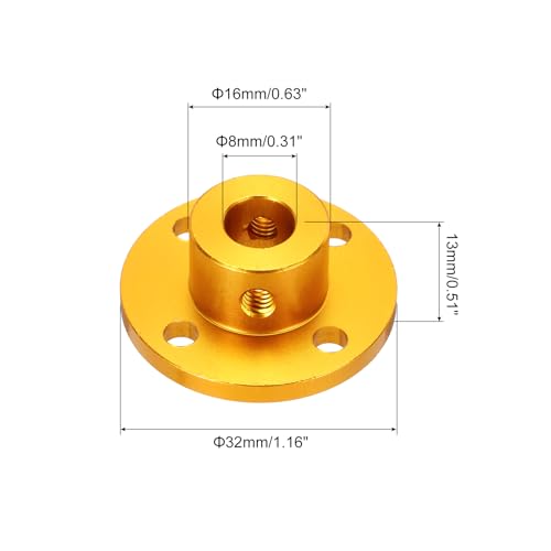 MECCANIXITY 2pcs 8mm Bore Rigid Silver Flange Coupling Connector Aluminum - color: Gold