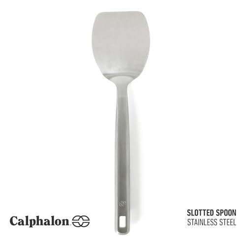 Calphalon Prime Solid Turner, 13-Inch Stainless Steel Solid Spatula, Heat Resistant for Searing and Flipping, Weighted Handle for Balanced Control - color: Silver, size: Turner