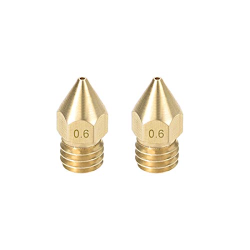 2pcs 3D Printer Nozzle,Brass Nozzle 0.6mm,Extruder Print Head for Filament 1.75mm M6 3D Printer