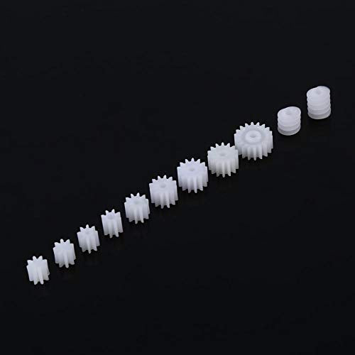 11Pcs Plastic Gears,Plastic Spindle Worm Gear, Plastic Gears Set Pulley Crown Gear Set, for Aircraft Car Model