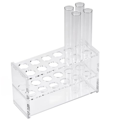 Plastic Test Tube Rack,12 Slots Acrylic Test Tube Holder for 25ml Tubes Lab Tube Racks Plant Propagation Station Holder Pen Holder,21mm/0.83inch Diameter (25ml) - color: 25ml