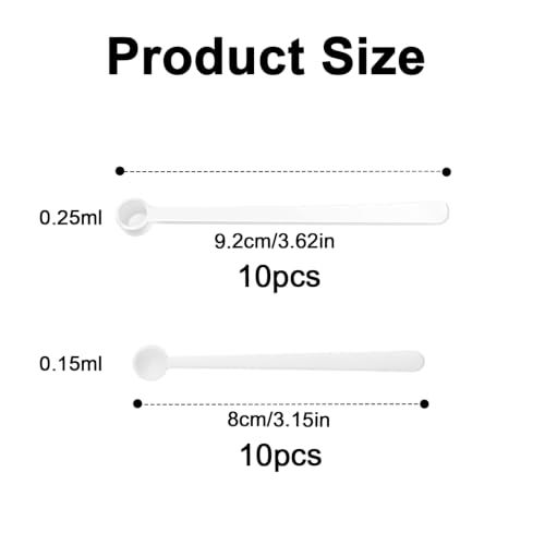 20 Pieces Teaspoon Micro Scoops 0.15 ml, 0.25 ml Mini Measuring Spoons Tiny Little Plastic Scoop for Measuring Cosmetics, Powders, Glitter and Seasoning, White