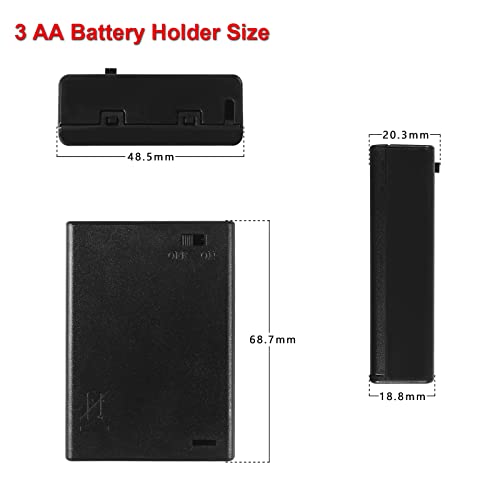 5pcs 3 AA Battery Holder with Cover and Switch, 3X 1.5V AA Battery Holder Case with Wires and ON/Off Switch, 4.5V AA Battery Holder with Switch - color: 3 AA Battery Holder with Cover and Switch