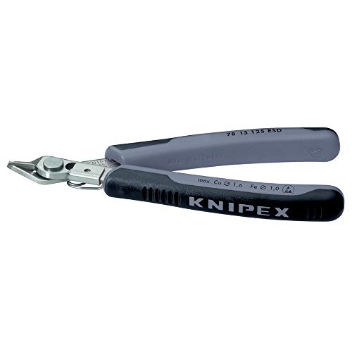 KNIPEX - 78 13 125 ESD Tools - Electronics Super-Knips, INOX Steel, ESD (7813125ESD), 5-Inch with Lead Catcher - size: 5-Inch with Lead Catcher