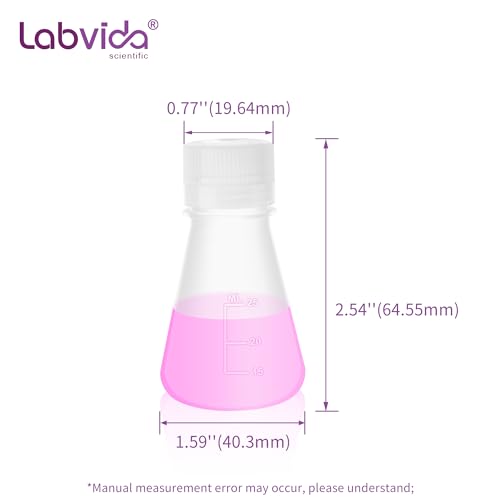 12pcs 25ml Plastic Erlenmeyer Flasks with Screw Cap, LVAH001 - style: 12pcs of Vol.25ml