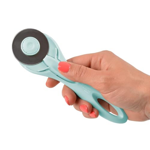 Westcott 60MM Rotary Cutter for Fabric, Titanium Bonded Handheld Fabric Trimmer, Right and Left Handed, Easy and Safe Blade Change, Arts and Crafts, Sewing and Quilting Tools - size: 60MM Rotary Cutter