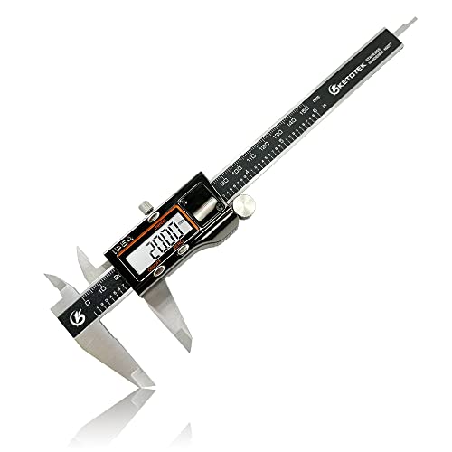 KETOTEK Digital Caliper Measuring Tool, IP54 Waterproof Stainless Steel Electronic Vernier Caliper 6 Inch/150mm Digital Micrometer with Large LCD Screen - color: Black, size: 6 Inch
