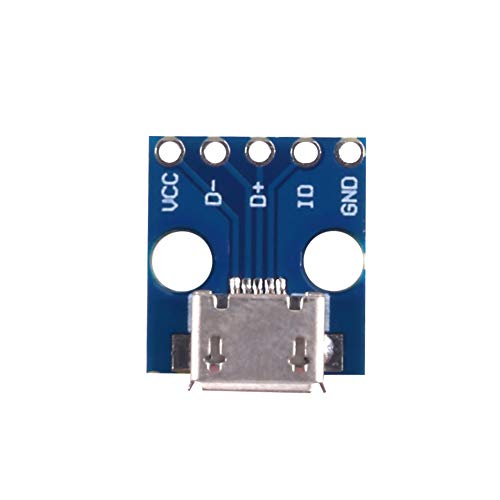 10pcs Female Micro USB to DIP 5-Pin Pinboard, 2.54mm Micro USB Type Interface Power Adapter Board 5V Breakout Module