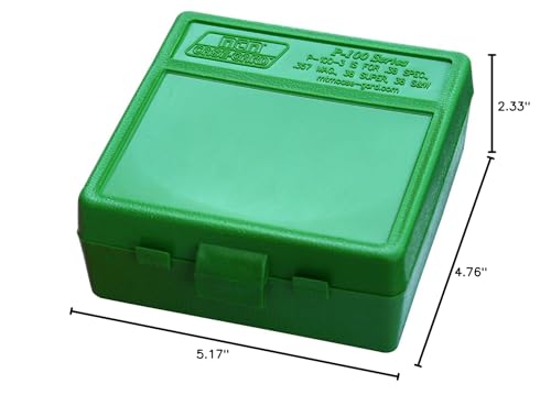 MTM 100 Round Flip-Top Ammo Box 38/357 Cal (Green) - color: Green, size: Pack of 1