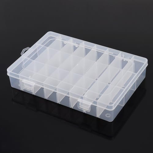 24 Compartments Electronic Components Storage Box Case, SMD SMT Case, Electronic Component Storage Box (7.6 x 5.2 x 1.3 inch)