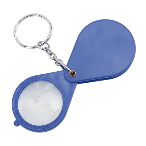 Pocket Magnifier, 10X Magnification Portable Mini Magnifying Glass with Keychain, Protective Folding Case for Outdoor Reading (Blue) - color: Blue
