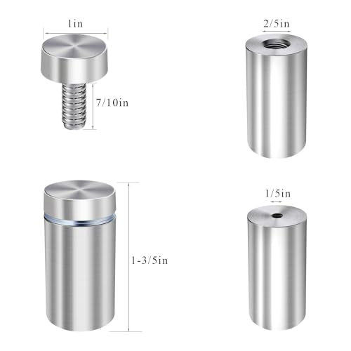 1 x 1 3/5 Inch Sign Standoffs Screw Mount Wall Standoff Hardware, 16 Pack - size: 1" x 1-3/5"