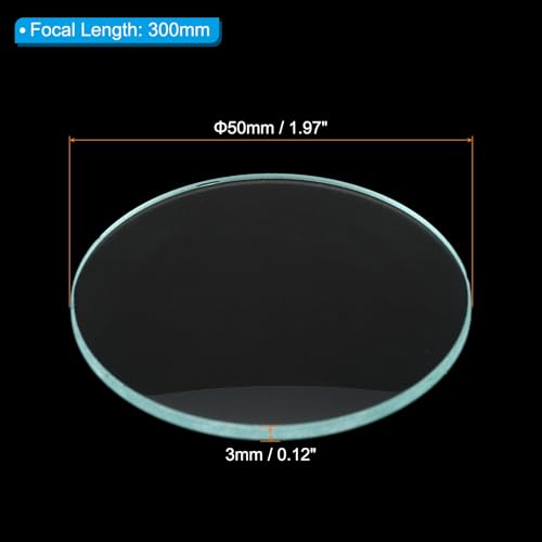 PATIKIL Convex Lens, 300mm Focal Length 50mm (1.97") Diameter Round Glass Magnifying Telescope Lens Trial Set Ground Edge for Lab Physics Class Optics, 4 Pcs - size: 300mm FL, 50mm Dia.