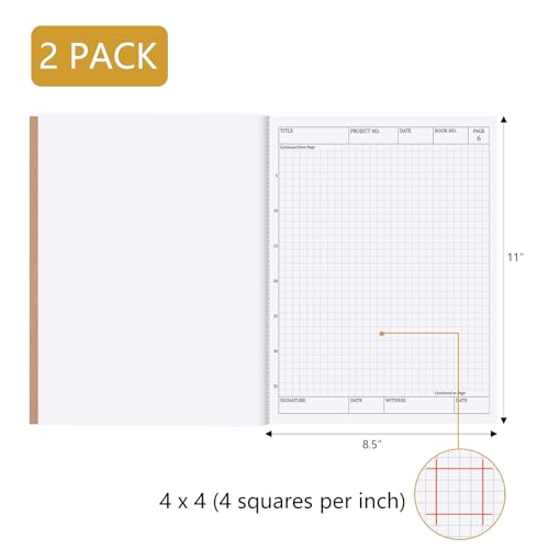 Carbonless Chemistry Lab Notebook, 8.5X11 Inch, 2 Pack, 100 Sets - size: 100 Sets (Kraft 4X4 grid)