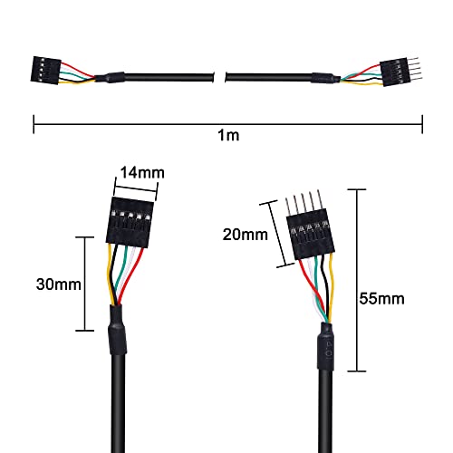 MEIRIYFA 2.54 Dupont 5Pin Male to Female USB IDC Header Extension Cable