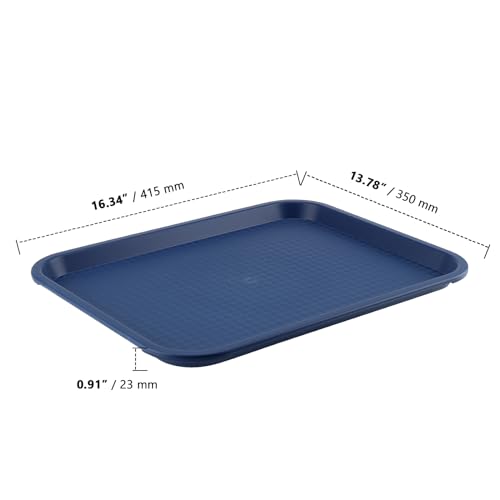 ZOENHOU 14 Pack 16 x 12 Inch Plastic Fast Food Tray,Rectangular - color: Blue, size: 14PCS 16X12 INCH