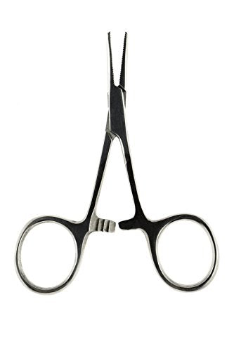 SE 3.5-Inch Stainless Steel Straight Forceps - Self-Locking, Serrated Tip for Precision Grip and Clamping - Perfect for Crafting, Fishing Tasks, Jewelry Making, and More! - 635FS - size: 3-1/2", style: Straight