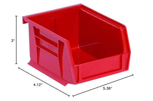 QUANTUM STORAGE SYSTEMS K-QUS210RD-8 8-Pack Ultra-Stack and Hang Bins, 5-3/8" x 4-1/8" x 3", Red