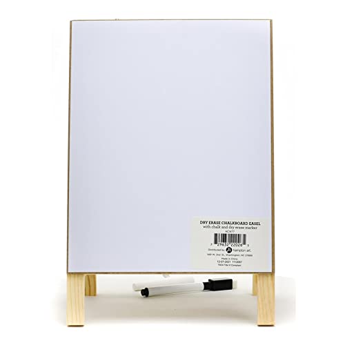 Hampton Art Dry Erase Chalkboard Easel 3 Piece, Double Sided Magnetic Tabletop Easel 8x12 Inch, Chalkboard and Dry Erase Surfaces, Magnetic Dry Erase Pen and White Chalk Included