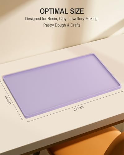 Silicone Art Mat for Crafts, 16" x 24" Waterproof Non-Slip Painting Mat - color: Purple, size: 16" x 24"