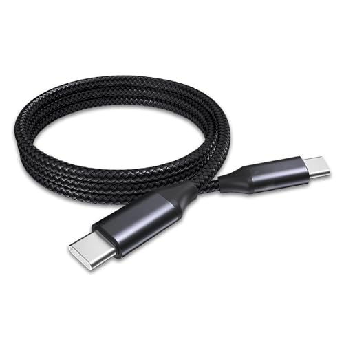 BoxWave Cable Compatible with TOMLOV DM4W Microscope - DirectSync PD Cable (3ft) - USB-C to USB-C (100W), Type C Braided Charge and Fast Sync - Jet Black