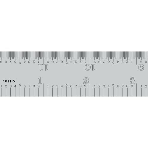 PEC Tools Made in USA 12"/300mm Rigid Metal Ruler, 10ths 50ths 1mm 0.5mm - color: Rigid, size: 12"