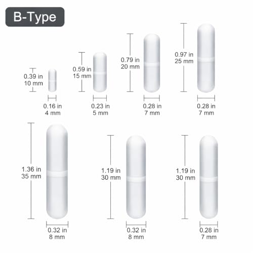 PTFE Magnetic Stir Bar Set, 7-Piece PTFE-Coated Magnetic Stir Bar Set with Tweezer, Assorted Sizes for Laboratory Use, B-Type