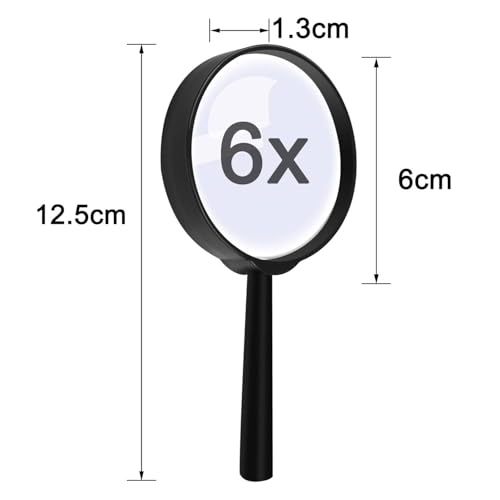 Elcoho 12 Pack Handheld Magnifier Plastic Magnifying Glass for Reading Jewelry Home Office Desk Accessories with Storage Bag