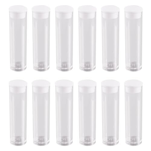 Craftdady 100Pcs Transparent Clear Plastic Small Empty Storage Tubes Bead Container Set Test Bottles Organizers Boxes with Lid 2.16x0.59 (55x15mm) - color: 100 tubes, 55x15mm, Clear
