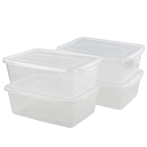 Jekiyo Clear Plastic Storage Bin, 14 Quart Latching Box with Lid, 4 Packs - size: 14 Quart