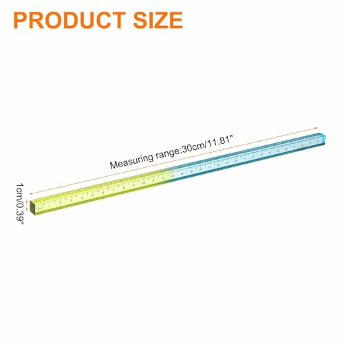 HARFINGTON Acrylic Clear Straight Rulers 30cm Metric,Blue Yellow - color: Blue Yellow, size: 30cm