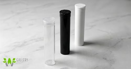 W Gallery 50 Clear 98mm Open Cap Pop Top Tubes, Airtight Pill Bottles