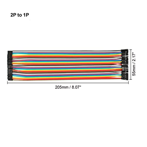 uxcell Female to Female 2P to 1P Jumper Wire 2mm to 2.54mm Pitch 20.5cm L