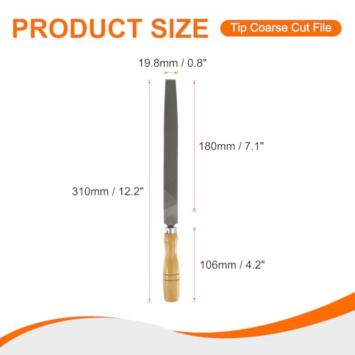 HARFINGTON Tip Coarse Cut File 8" Double Cut Teeth High Carbon Steel Hand Rasp File with Wood Handle for Metal Wood Deburring Removing - size: 8", style: Coarse