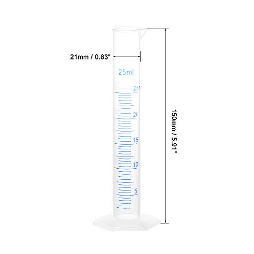 uxcell 4Pcs Plastic Graduated Cylinder 25ml Measuring Cylinder Science Test